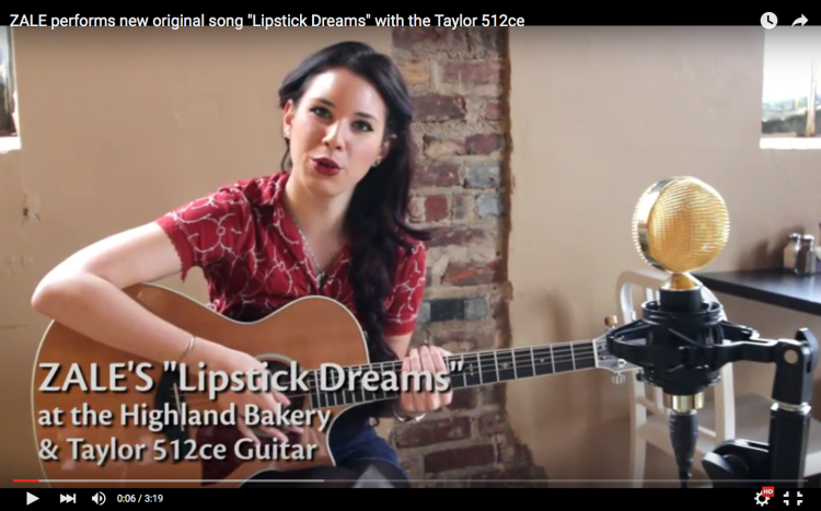 ZALE performs new original song "Lipstick Dreams" with the Taylor 512ce